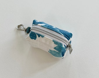 Blue Floral Dog Poop Bag Holder | Dog Waste Bag Holder  Dog Poop Bag Dispenser | Dog Waste Bag Dispenser | Cotton Linen Fabric | Handmade