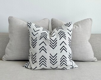 Linen Arrow Pillow Cover: Gray Beige Chevron, Modern Minimalist