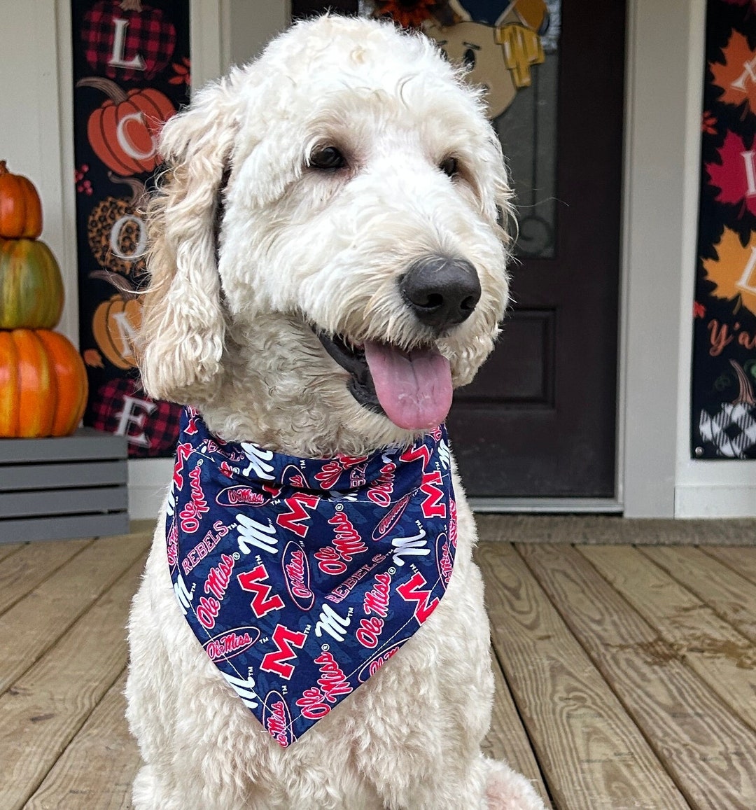 Ole Miss Over the Collar Dog Bandana Reversible Ole Miss Dog Etsy