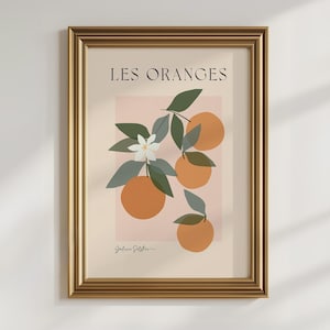 Orange Printable Art: Les Oranges Fruit Print, Citrus Kitchen Poster Oranges Wall Art Botanical Illustration Modern Dining Decor