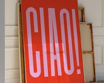 Ciao Print Retro Poster, Trendy Printable Wall Art Maximalist Wall Art, Italian Poster Aesthetic Room Decor, Ciao Quote Print Typography Art