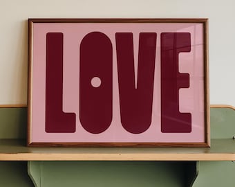 Love Wall Art: Typography Print, Trendy Wall Art Prints, Horizontal Bedroom Wall Art, Cool Girl Wall Art (Physical Print)