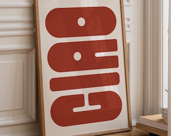 Pôster Ciao: Arte de parede com tipografia retrô, arte para parede de entrada, estampas legais para sala de estar (impressão física)