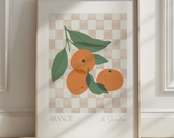 Watercolor Orange Printable Art Retro Kitchen Wall Art, Italy Fruit Art Print Citrus Wall Art, Oranges Illustration Kitchen Decor