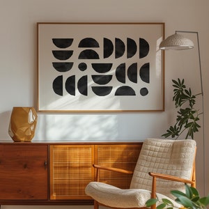Abstrakte druckbare Kunst Geometrisches Poster, Minimalistische Wandkunst Bauhaus-Druck, neutrale Wandkunst für Wohnzimmerdekor
