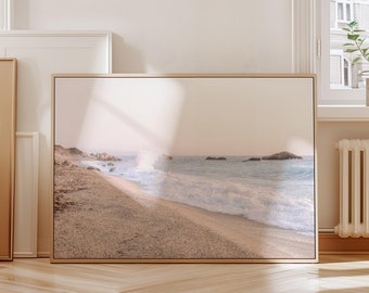 Neutral Beach Printable Wall Art, Coastal Wall Art Beige Beach Photography, Ocean Printable Wall Art Large Beach Print, Modern Coastal Decor