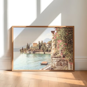 Lake Como Print Italy Wall Art, Villa Monastero Varenna Printable Art, Lake Como Photograph Italian Wall Art Downloadable Print