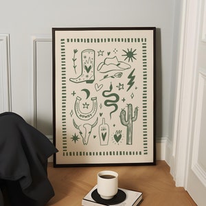Western Print Olivgrün Wüste Poster, Cowboy druckbare Kunst Western Wand Kunst Wilder Westen Wohnkultur, Wüste Poster Girly Western Wandkunst