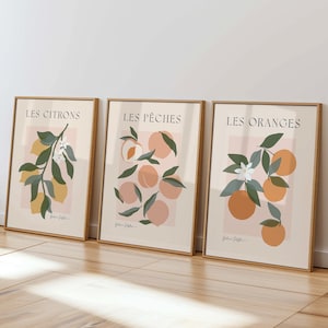 Kitchen Printable Wall Art Fruit Prints, Lemons Print Oranges Poster Peaches Wall Art, French Country Prints, Botanical Art Kitchen Poster