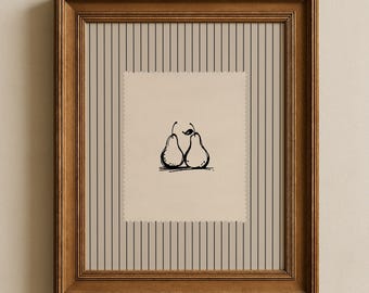 Vintage Pear Print: Country Dining Room Art, Black & Beige Kitchen Decor,  Fruit Wall Art (Physical Print)