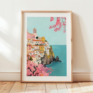 Atrani Print Amalfi Coast Painting, Italy Watercolor Printable Art Amalfi Illustration, Italy Wall Art Print Girly Amalfi Coast Poster