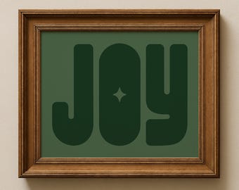 Joy Wall Art: Horizontal Christmas Print, Green Christmas Printable Art, Kids Christmas Art, Trendy Holiday Poster (Digital Download)