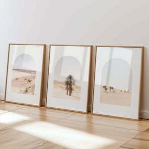 Desert Prints Set of 3 Prints Moroccan Printable Art, Neutral White & Beige Desert Wall Art Minimalist Arch Print Modern Boho Decor