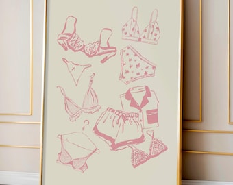 Pink Coquette Wall Art: Girly Bathroom Printable Art, Cute Wall Art, Trendy Wall Art, Pink Laundry Prints (Digital Download)