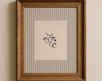Impressão Vintage de Limão: Arte de Parede para Casa de Campo, Ilustração de Frutas, Impressão em Preto e Branco para Cozinha (Impressão Física)