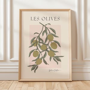 Les Olives Print: French Kitchen Wall Art Poster, Pink & Green Dining Wall Art or Kitchen Decor (Digital Download)