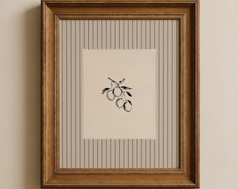 Vintage citroenprint: cottagemuurkunst, fruitillustratie, zwart-witte keukenprint (digitale download)