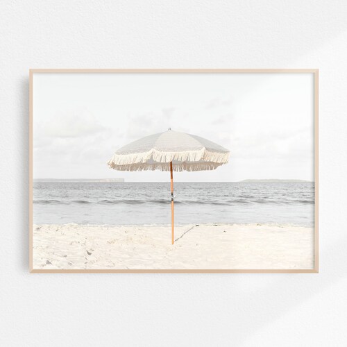Beach Umbrella Print Beach Print Neutral Wall Art Etsy