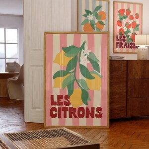 Les Citrons Lemon Print Kitchen Wall Art, Lemons Printable Art Retro ...