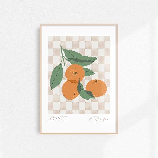 Watercolor Orange Printable Art | Vintage Kitchen Wall Art | Italy Fruit Art Print | Orange Wall Art | Oranges Illustration | Kitchen Decor