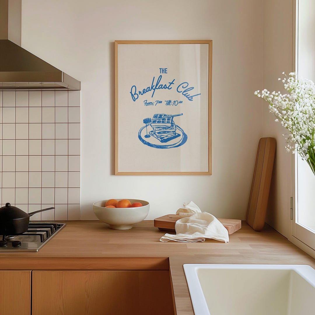 Breakfast Club Printable Art Hand Drawn Kitchen Poster, Breakfast Wall ...