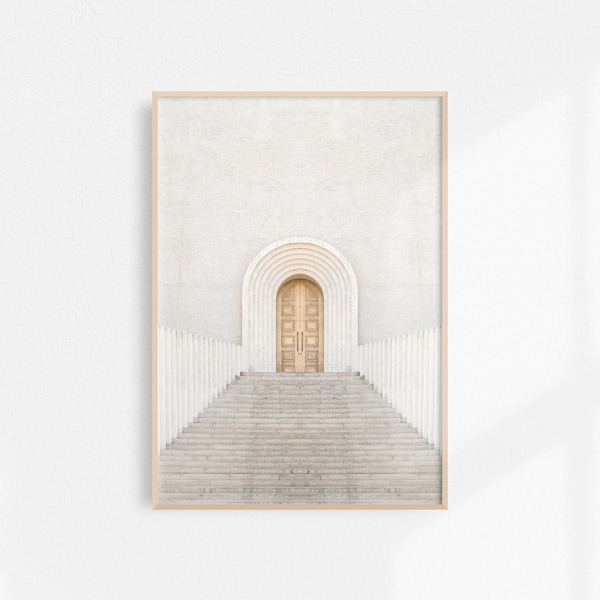 Neutral Wall Art Architecture Print | Minimalist Print | Beige Wall Art Aesthetic | Large Neutral Door Print | Neutral Printable Art