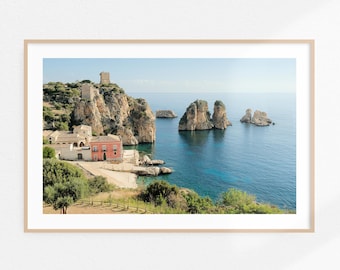 Sicily Print: Italy Wall Art, Tonnara di Scopello Printable Wall Art, Sicily Photography Italy Beach Print (Digital Download)