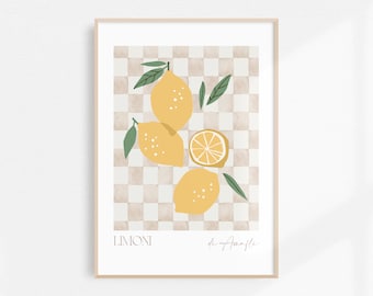 Aesthetic Kitchen Decor Lemons Poster | Kitchen Wall Art | Lemon Print Fruit Market Printable | Vintage Kitchen Decor | Watercolor Fruit