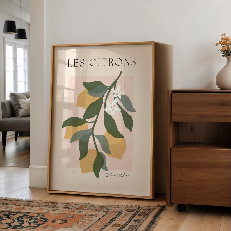 Les Citrons Lemons Poster: Vintage Kitchen Wall Art, Fruit Art Print ...