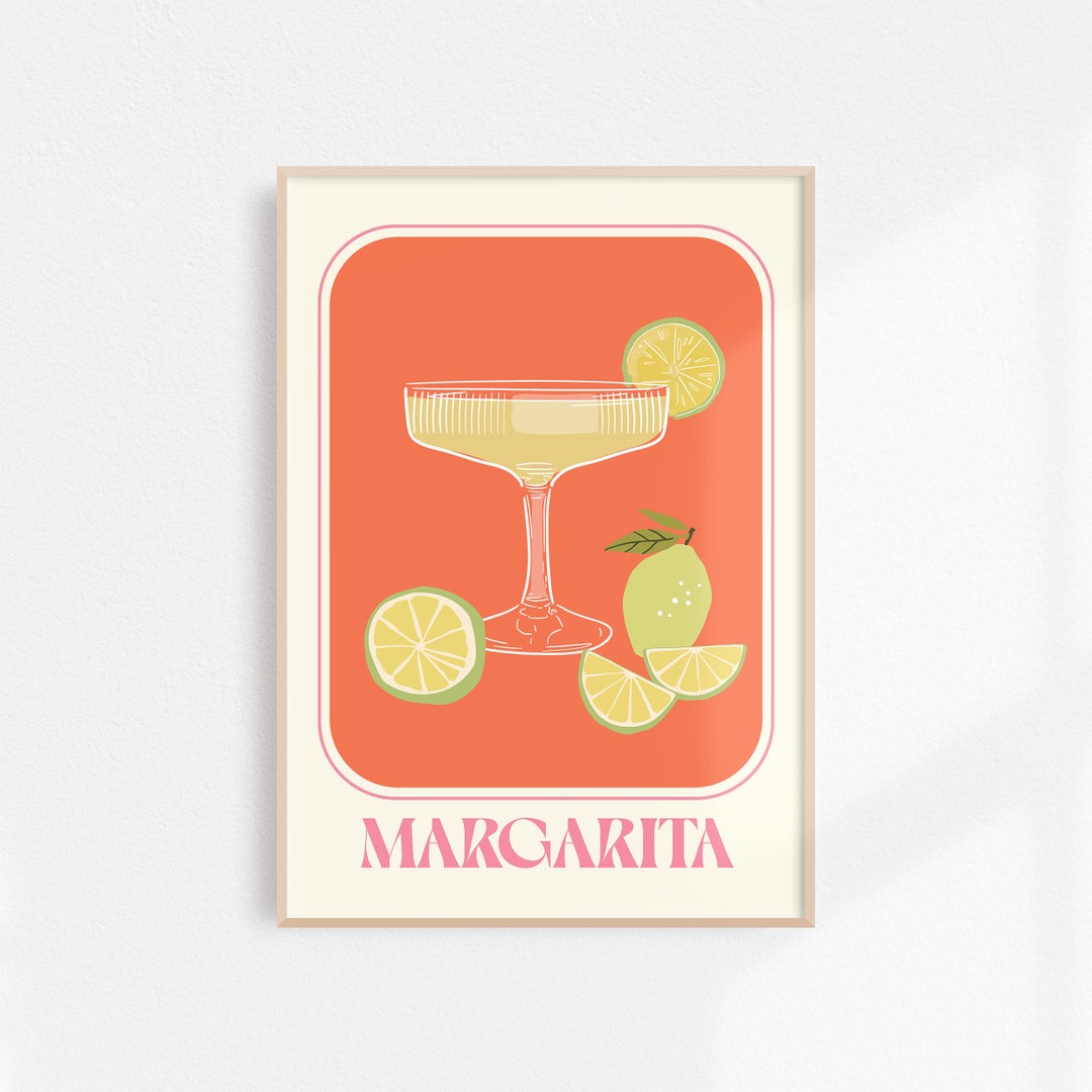 Margarita Print Cocktail Printable Art, Cocktail Bar Cart Wall Art ...