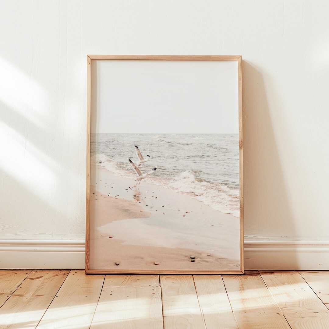 Beach Print Coastal Wall Art, Beach Printable Wall Art Seagull Print ...