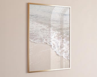 Neutral Beach Printable Art Ocean Print, Blue & White Coastal Wall Art Hamptons Decor Beach Wall Art Waves Printable Art