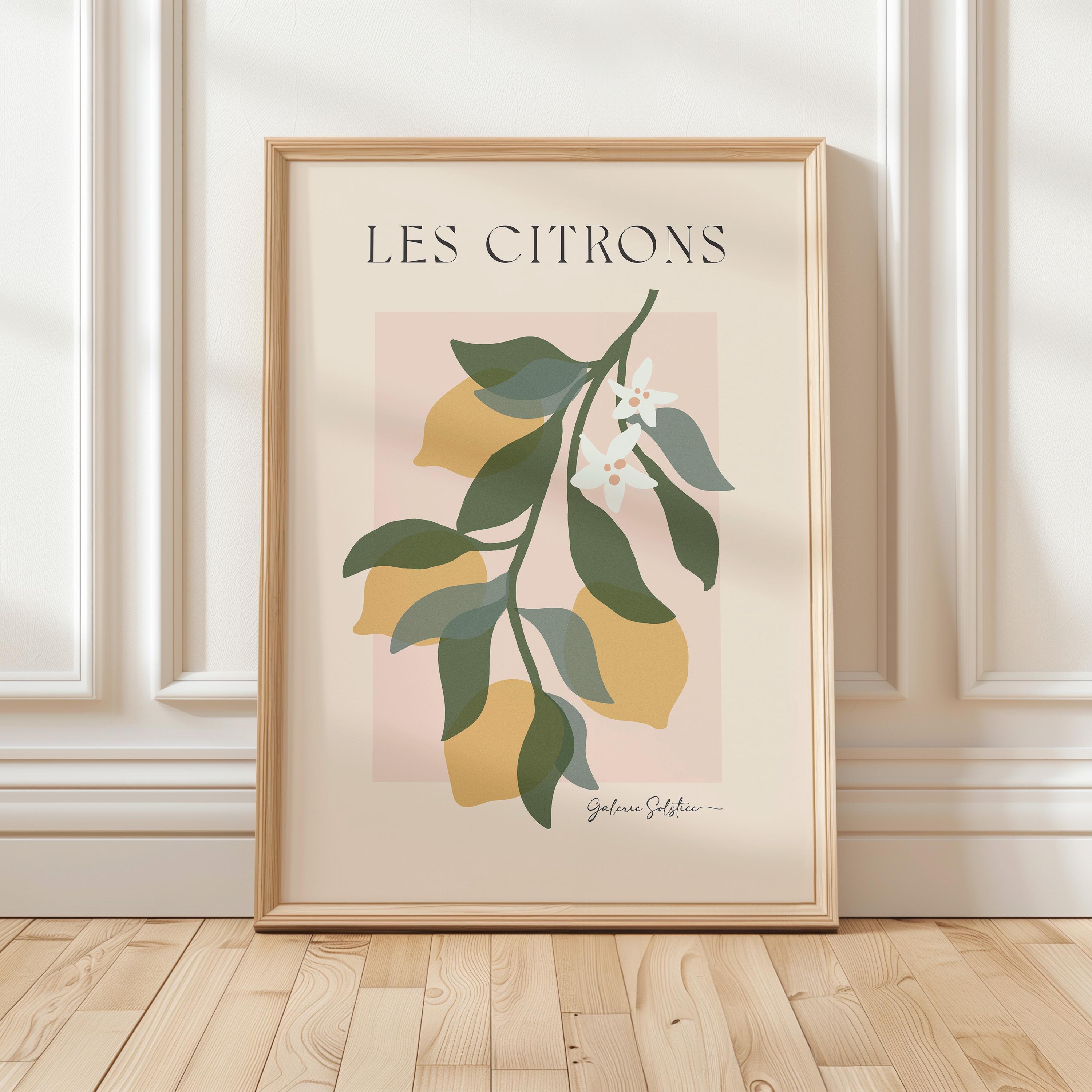 Les Citrons Lemons Poster: Vintage Kitchen Wall Art, Fruit Art Print ...