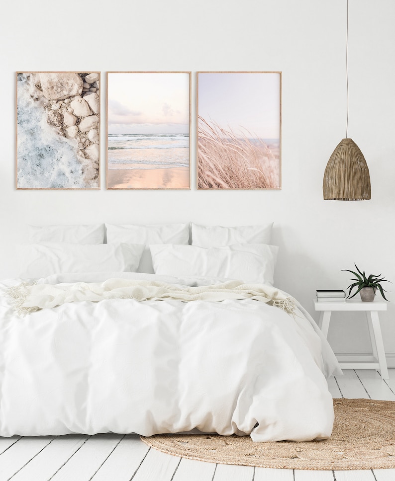 Coastal Wall Art Set of 3 Beach Prints Neutral Beach Wall Etsy