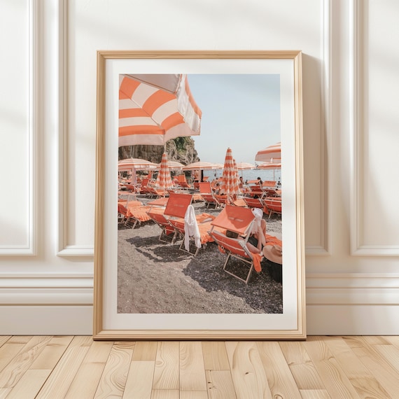 Positano Print Beach Umbrella Print, Positano Beach Poster Italian Summer Print, Italy Beach Printable Art Amalfi Coast Art Print