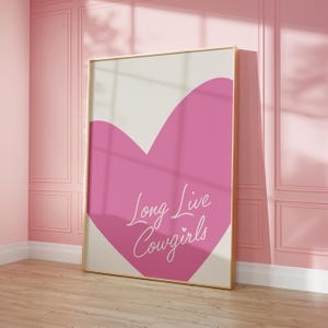 Pink Long Live Cowgirls Poster Trendy Wall Art, Retro Coastal Cowgirl Printable Art for Dorm Room Girly Wild West Print Pink Western Art