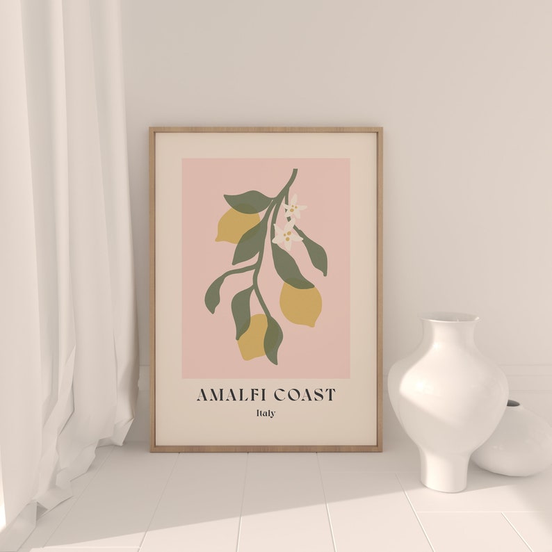 Amalfi Coast Travel Print Italy Poster Lemons Wall Art Amalfi Coast Poster Lemon Print Printable Art Kitchen Wall Art image 3