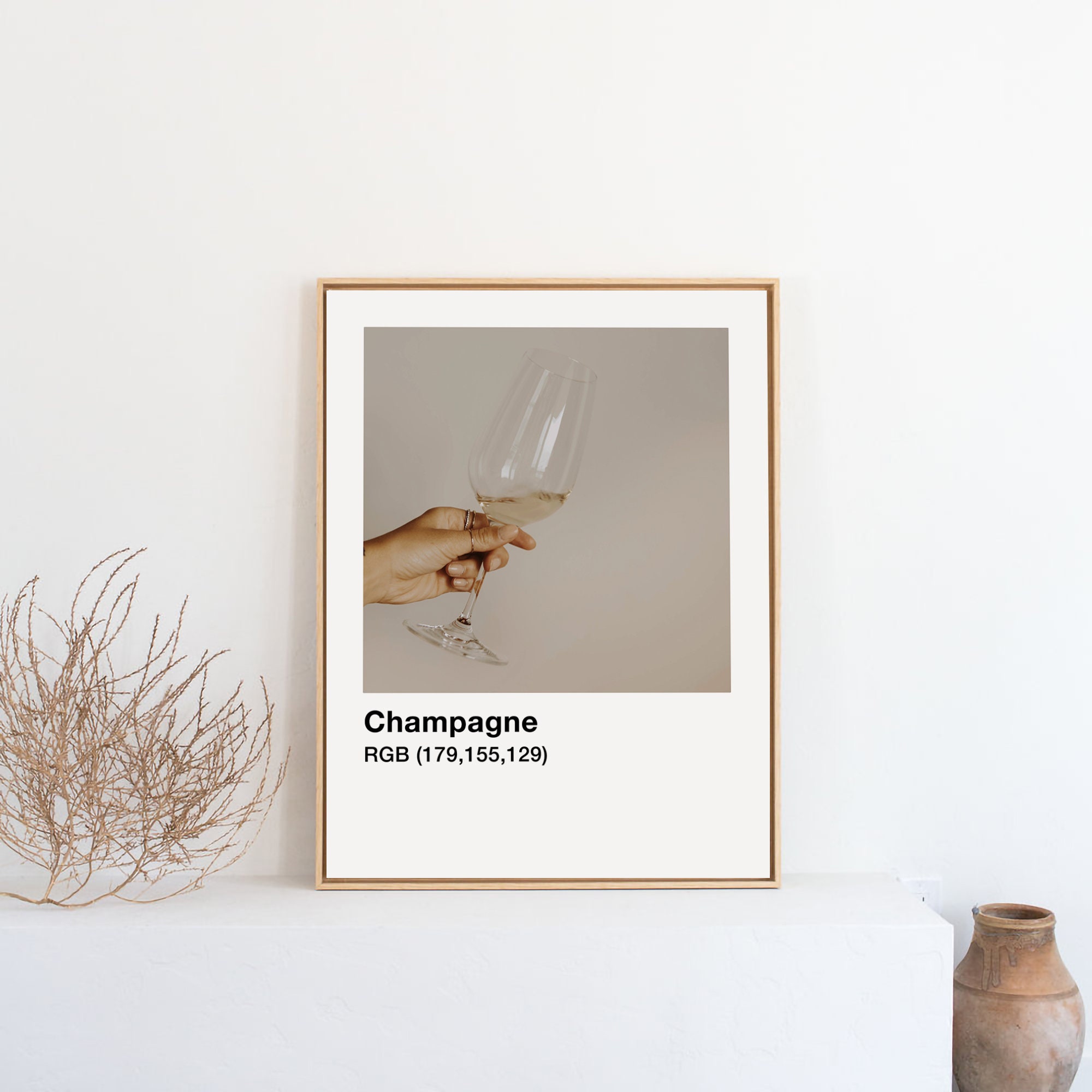 Neutral Etsy Art Wine Poster Beige Year New Print Champagne Aesthetic Poster Minimalist Print Art Neutral Wall Printable Kitchen - Print