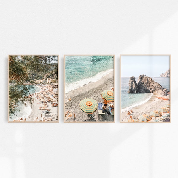 Cinque Terre Print Set of 3 Prints Italy Beach Prints, Amalfi Wall Art Monterosso al Mare Italy Printable Art Downloadable Prints