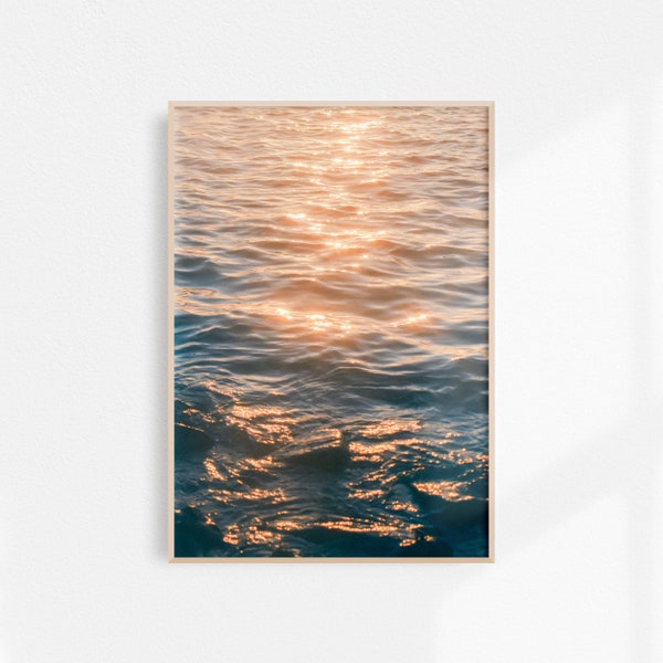 Sunset Ocean Print | Dark Water Print | Ocean Sparkle Print | Ocean Wall Art | Downloadable Print | Coastal Printable Art