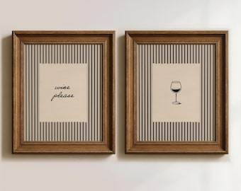 Wine Wall Art Set of 2: Minimalist Kitchen Prints, Wine Please Print Gift for Wine Lover (Digital Download)