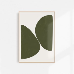 Abstract Wall Art Set of 3 Olive Green Abstract Print Mid Century Wall ...