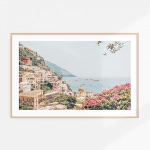 Vintage Amalfi Coast Print Positano Printable Art, Large Amalfi Print Landscape Italy Poster,  Italy Print Horizontal Italian Coastal Decor