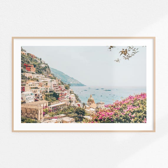 Vintage Amalfi Coast Print Positano Printable Art, Large Amalfi Print Landscape Italy Poster,  Italy Print Horizontal Italian Coastal Decor