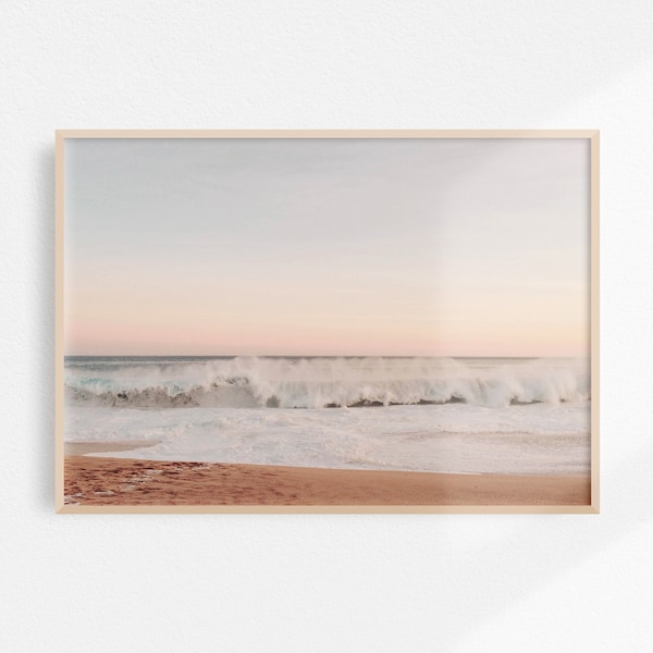 Neutral Beach Print Sunset Art | Beach Photography Print | Sunset Print | Downloadable Beach Wall Art Print | Ocean Printable Art