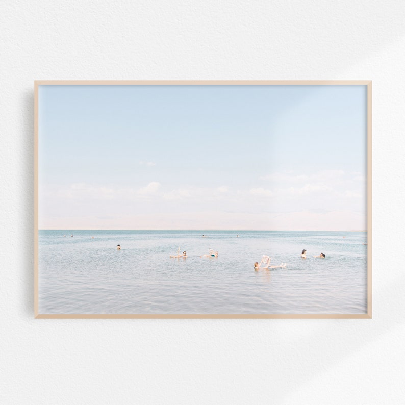 Serene Beach Print Swimming Print, Bathroom Decor Blue Bathroom Wall Art, Beach Photography Downloadable Print Beach Printable Art image 1