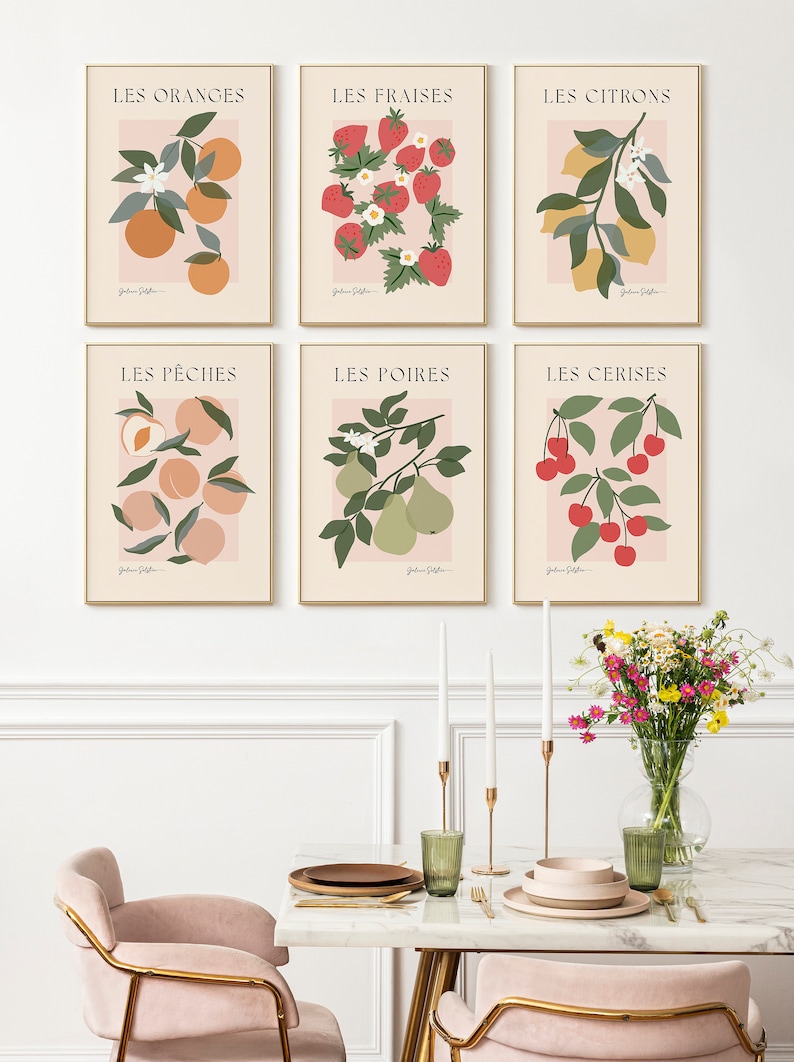 Vintage Kitchen Wall Art Set of 6 Fruit Printable Art Etsy