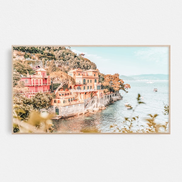 Samsung Frame TV Art Italy Portofino Art for Frame Tv, Italian Frame Tv Art Coastal Print for Samsung TV Instant Download