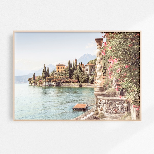 Lake Como Print Italy Wall Art, Villa Monastero Varenna Printable Art, Lake Como Photograph Italian Wall Art Downloadable Print