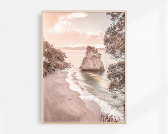 Sunset Beach Print | New Zealand Print | Pastel Wall Art | Downloadable Print | Printable Art